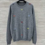 Gucci Women Fine Cashmere Sweater with Intarsia Grey 833668XKEYH