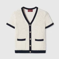Gucci Women Fine Cotton Crochet Cardigan-White ‎824722XKESV