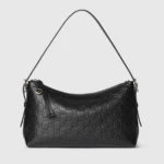 Gucci Women GG Emblem Medium Shoulder Bag-Black ‎847449AAFDV