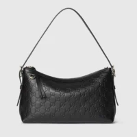 Gucci Women GG Emblem Medium Shoulder Bag-Black ‎847449AAFDV