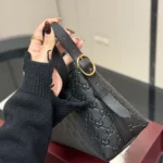 Gucci Women GG Emblem Medium Shoulder Bag-Black ‎847449AAFDV