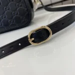 Gucci Women GG Emblem Small Shoulder Bag Black GG Leather