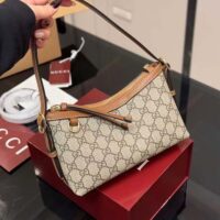 Gucci Women GG Emblem Small Shoulder Bag-Brown (1)