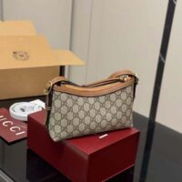 Gucci Women GG Emblem Small Shoulder Bag-Brown (1)