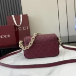 Gucci Women GG Emblem Small Shoulder Bag Rosso Ancora Red GG Leather