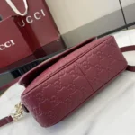 Gucci Women GG Emblem Small Shoulder Bag Rosso Ancora Red GG Leather