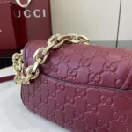 Gucci Women GG Emblem Small Shoulder Bag Rosso Ancora Red GG Leather - Bild 8