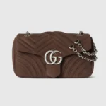 Gucci Women GG Marmont Medium Shoulder Bag Dark Brown Leather