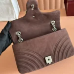 Gucci Women GG Marmont Medium Shoulder Bag Dark Brown Leather