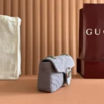 Gucci Women GG Marmont Medium Shoulder Bag Grey Leather 837267AAE37