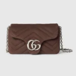 Gucci Women GG Marmont Mini Shoulder Bag Dark Brown Leather