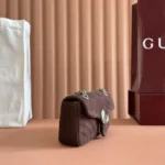 Gucci Women GG Marmont Mini Shoulder Bag Dark Brown Leather