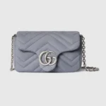 Gucci Women GG Marmont Mini Shoulder Bag Grey Leather 841290AAE5D