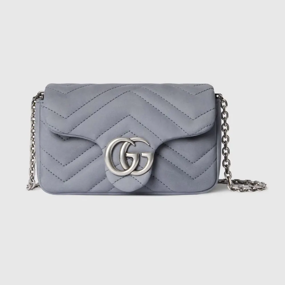 Gucci Women GG Marmont Mini Shoulder Bag Grey Leather 841290AAE5D (1) Gucci Women GG Marmont Mini Shoulder Bag Grey Leather 841290AAE5D