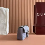 Gucci Women GG Marmont Mini Shoulder Bag Grey Leather 841290AAE5D