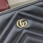 Gucci Women GG Marmont Pochette With Chain Black Leather