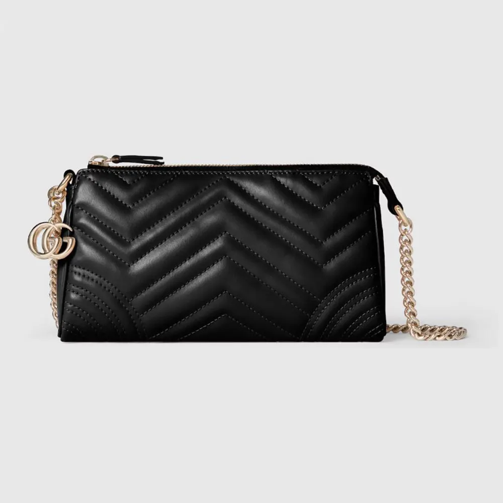 Gucci Women GG Marmont Small Shoulder Bag Black Leather (1) Gucci Women GG Marmont Small Shoulder Bag Black Leather