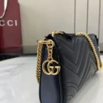 Gucci Women GG Marmont Small Shoulder Bag Black Leather