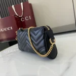 Gucci Women GG Marmont Small Shoulder Bag Black Leather