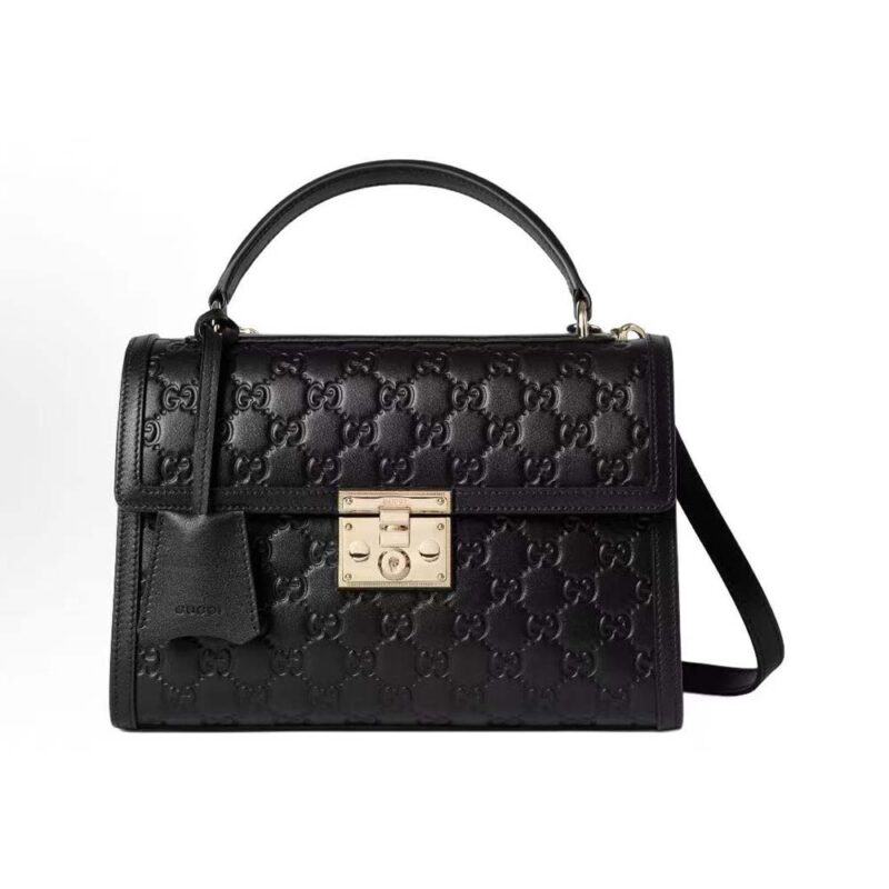 Gucci Women Padlock Medium Top Handle Bag-Black 838998