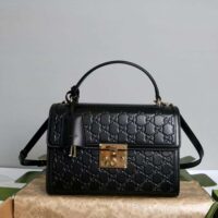 Gucci Women Padlock Medium Top Handle Bag-Black 838998 (1)