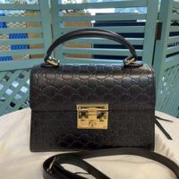 Gucci Women Padlock Medium Top Handle Bag-Black 838998 (1)