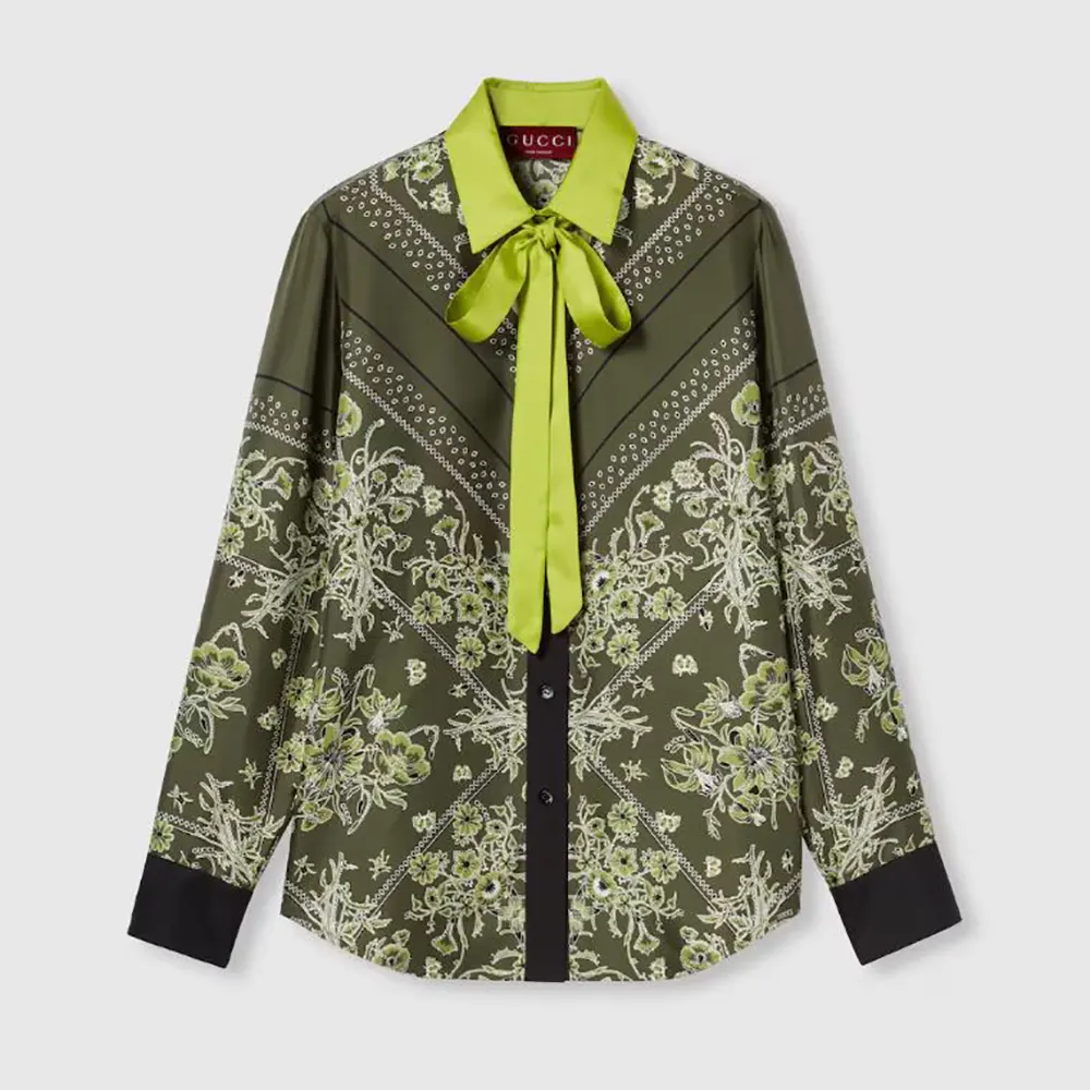 Gucci Women Printed Silk Twill Shirt 837650Z7AS2 (1) Gucci Women Printed Silk Twill Shirt 837650Z7AS2