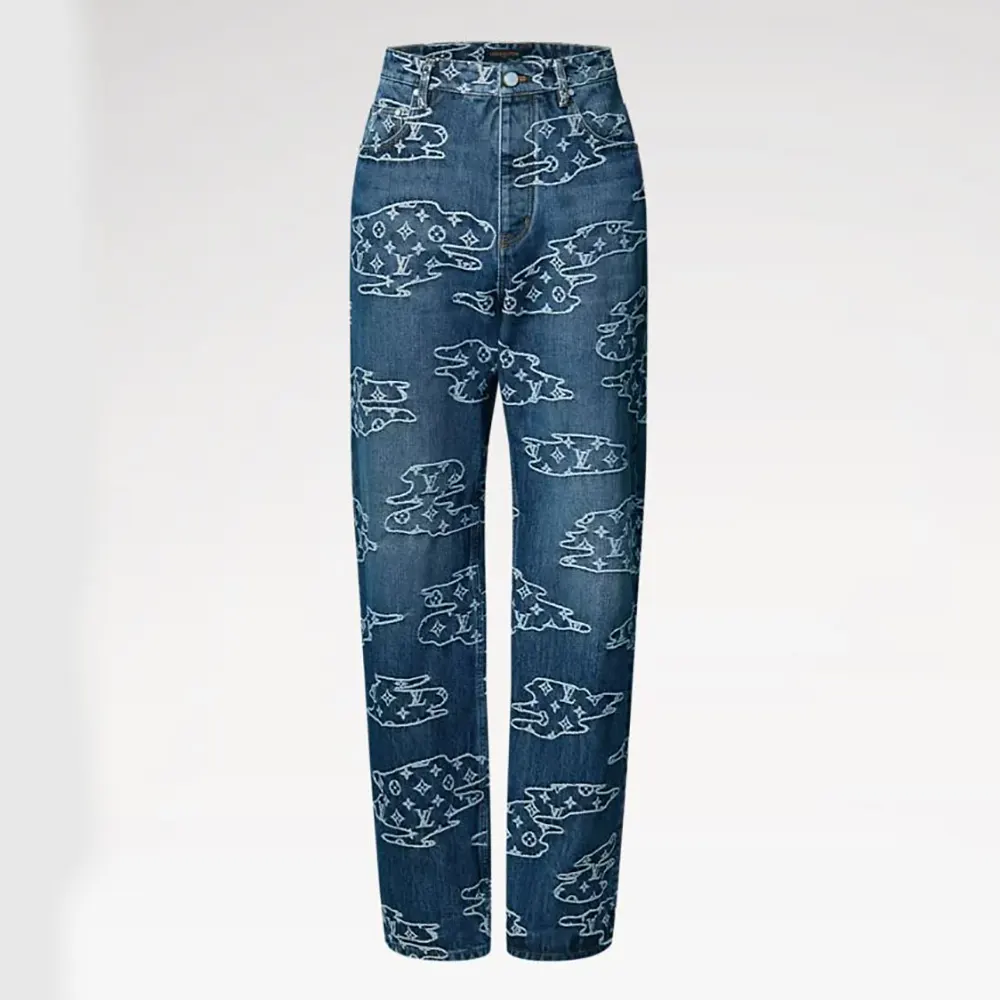 Louis Vuitton LV Men Monogram Denim Skate Pants 1AILUU (1) Louis Vuitton LV Men Monogram Denim Skate Pants 1AILUU