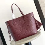 Louis Vuitton LV Women Neverfull MM Embossed Grained Cowhide Leather M25855