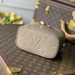 Louis Vuitton LV Women Vanity PM Handbag Gray Embossed Grained Cowhide Leather