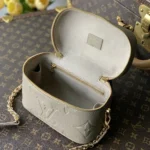 Louis Vuitton LV Women Vanity PM Handbag Gray Embossed Grained Cowhide Leather