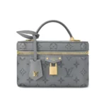 Louis Vuitton LV Women Vanity PM Handbag Silver Monogram-Embossed Lambskin
