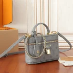 Louis Vuitton LV Women Vanity PM Handbag Silver Monogram-Embossed Lambskin