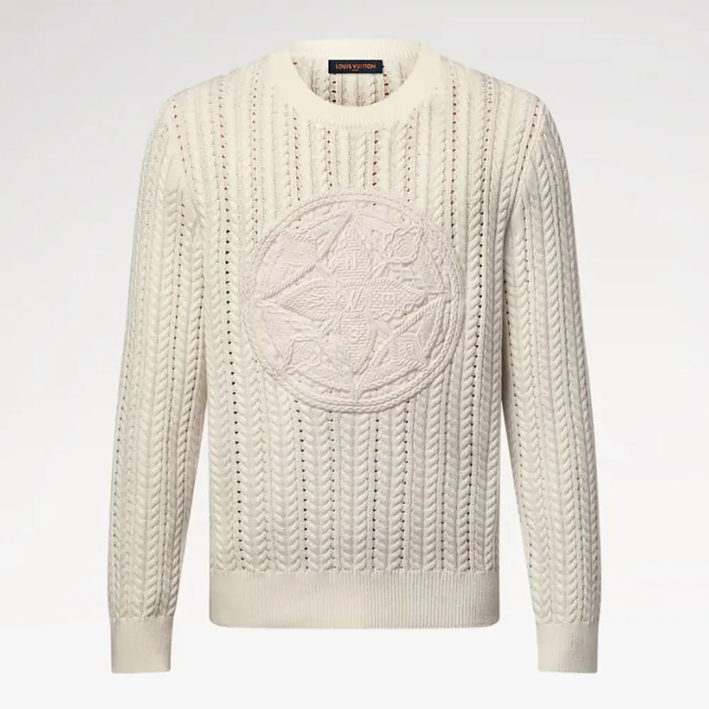 Louis Vuitton Men Long-Sleeved Cable-Knit Crewneck 1AHVOG (1) Louis Vuitton Men Long-Sleeved Cable-Knit Crewneck 1AHVOG