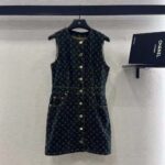 Louis Vuitton Women Monogram Denim Button Front Dress