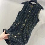 Louis Vuitton Women Monogram Denim Button Front Dress