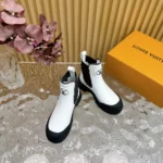 Louis Vuitton Women Ruby Flat Ankle Boots-White 1AB0GC – Image 4