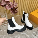 Louis Vuitton Women Ruby Flat Ankle Boots-White 1AB0GC – Image 3