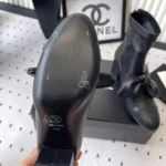 Chanel Women Ankle Boots Black Leather Mary Janes High Heels