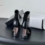 Chanel Women Ankle Boots Calfskin Black 6.5cm Heel Hight