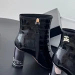 Chanel Women Ankle Boots Calfskin Black 6.5cm Heel Hight