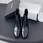 Chanel Women Ankle Boots Calfskin Black 6.5cm Heel Hight
