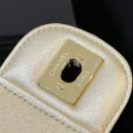 Chanel Women CC Flap Bag Star Coin Purse Mirror Calfskin Metallic Calfskin-Gold