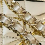 Chanel Women CC Flap Bag Star Coin Purse Mirror Calfskin Metallic Calfskin-Gold