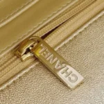 Chanel Women CC Flap Bag Star Coin Purse Mirror Calfskin Metallic Calfskin-Gold