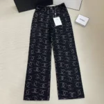 Chanel Women CC Jeans Flared Jeans in Black Washed Denim