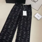 Chanel Women CC Jeans Flared Jeans in Black Washed Denim
