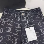 Chanel Women CC Jeans Flared Jeans in Black Washed Denim