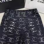 Chanel Women CC Jeans Flared Jeans in Black Washed Denim