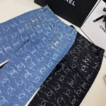 Chanel Women CC Jeans Flared Jeans in Black Washed Denim